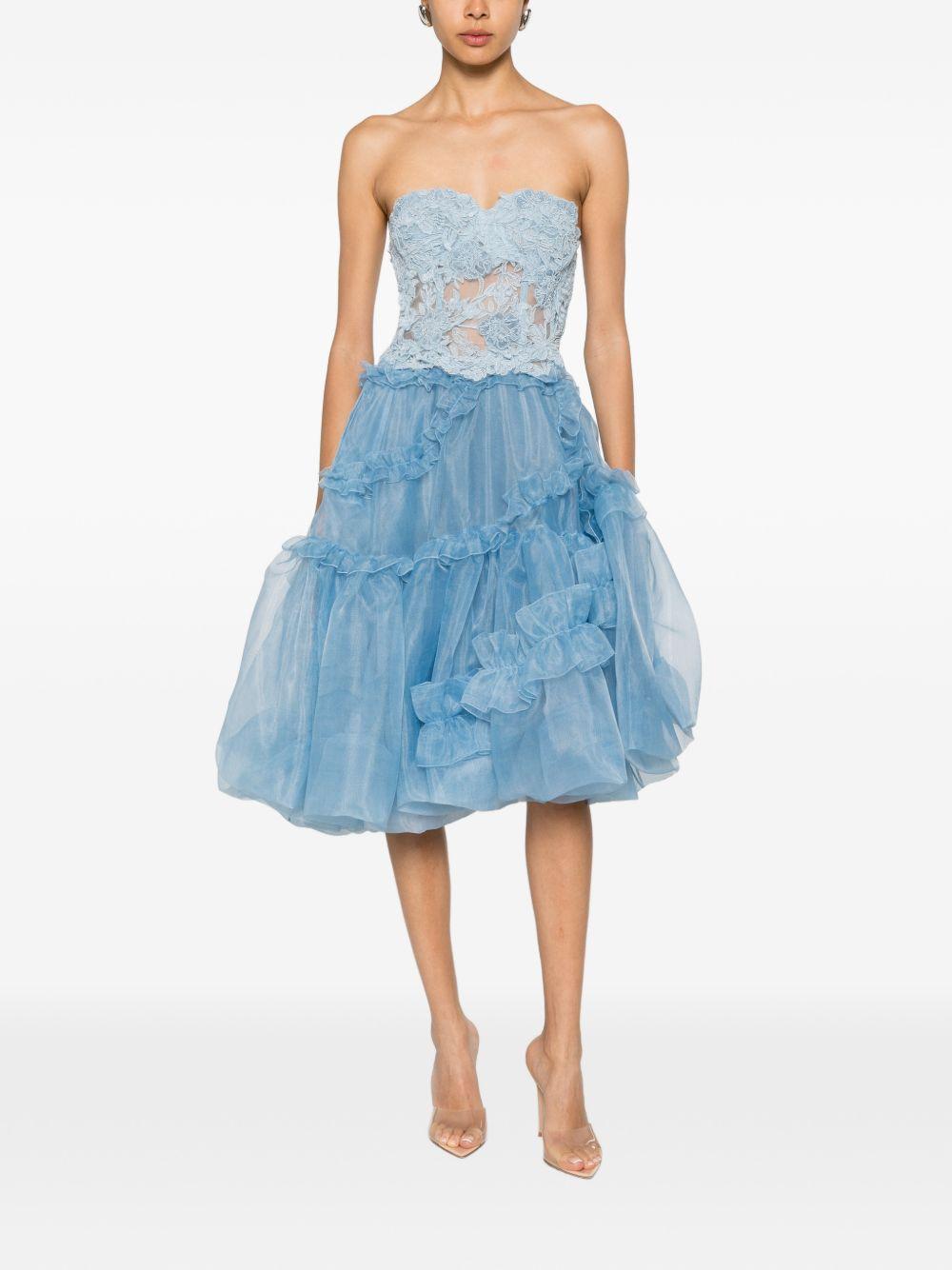 ERMANNO SCERVINO Gonna celeste in tulle impreziosito da ricami floreali