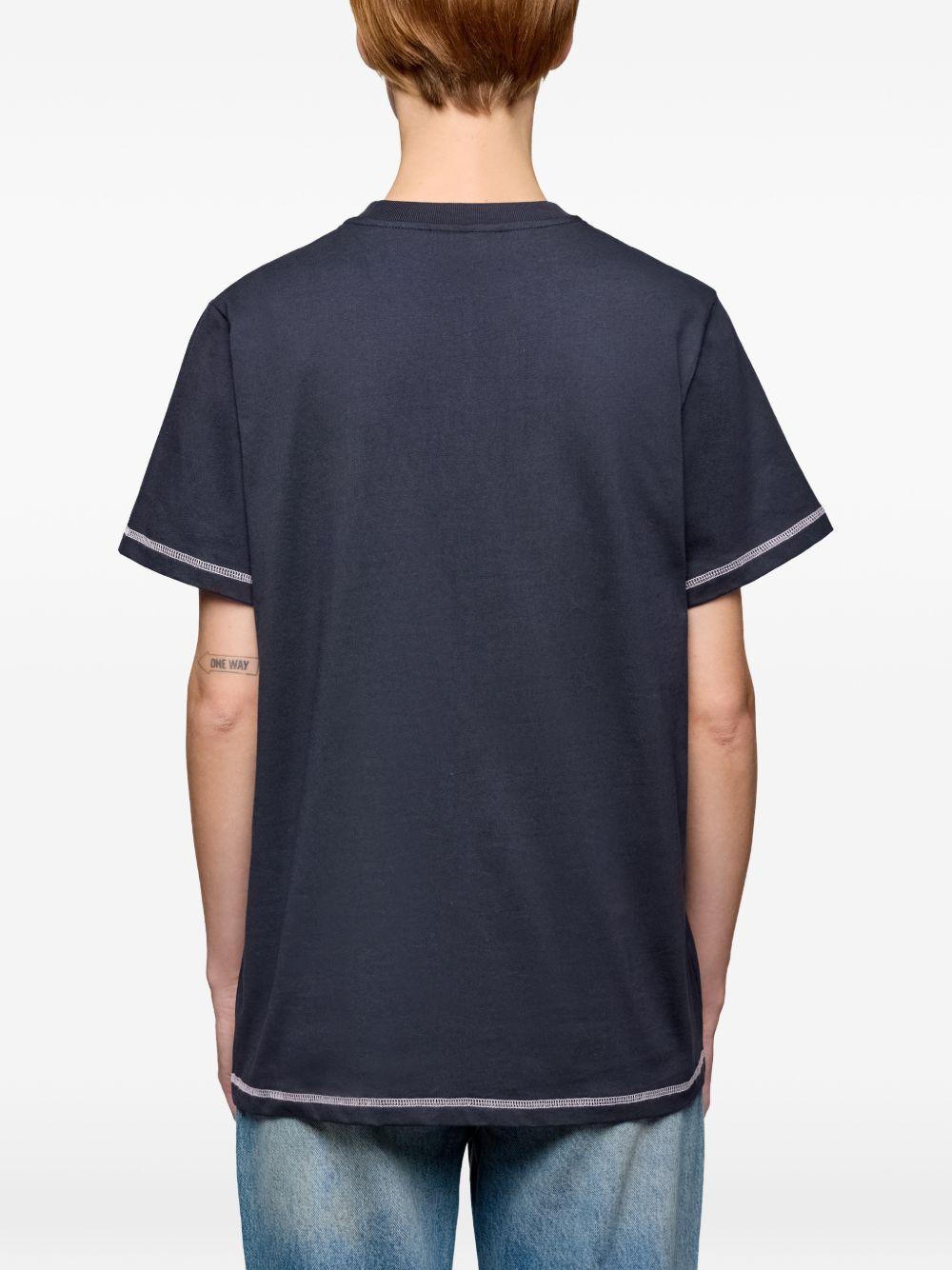 GANNI T-shirt in cotone blu con stampa