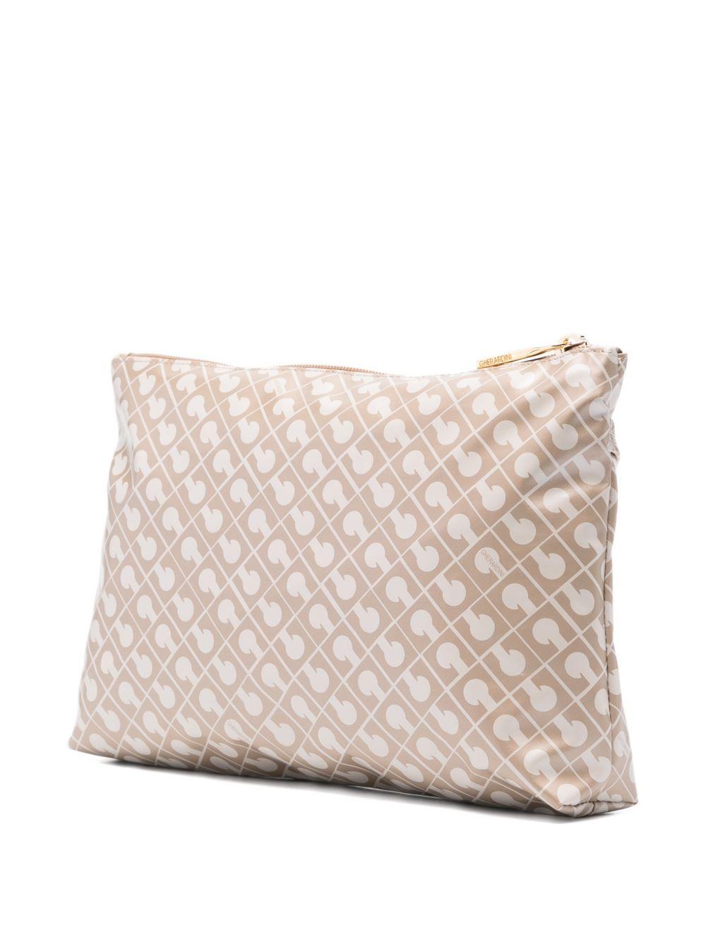 GHERARDINI Pochette beige chiaro Softy Creta con logo all-over
