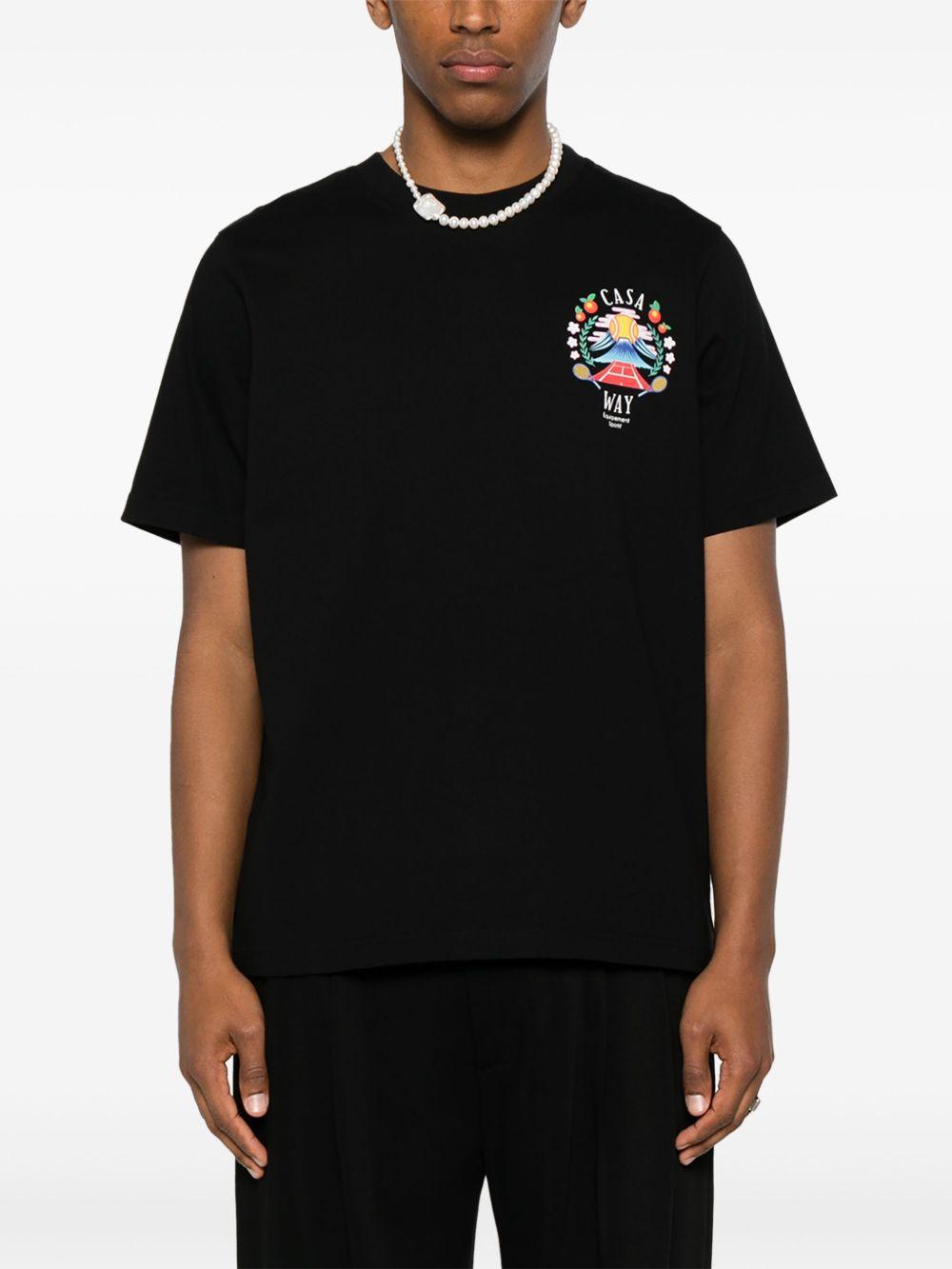 CASABLANCA T-shirt 'Casa Way' in cotone nero con stampa