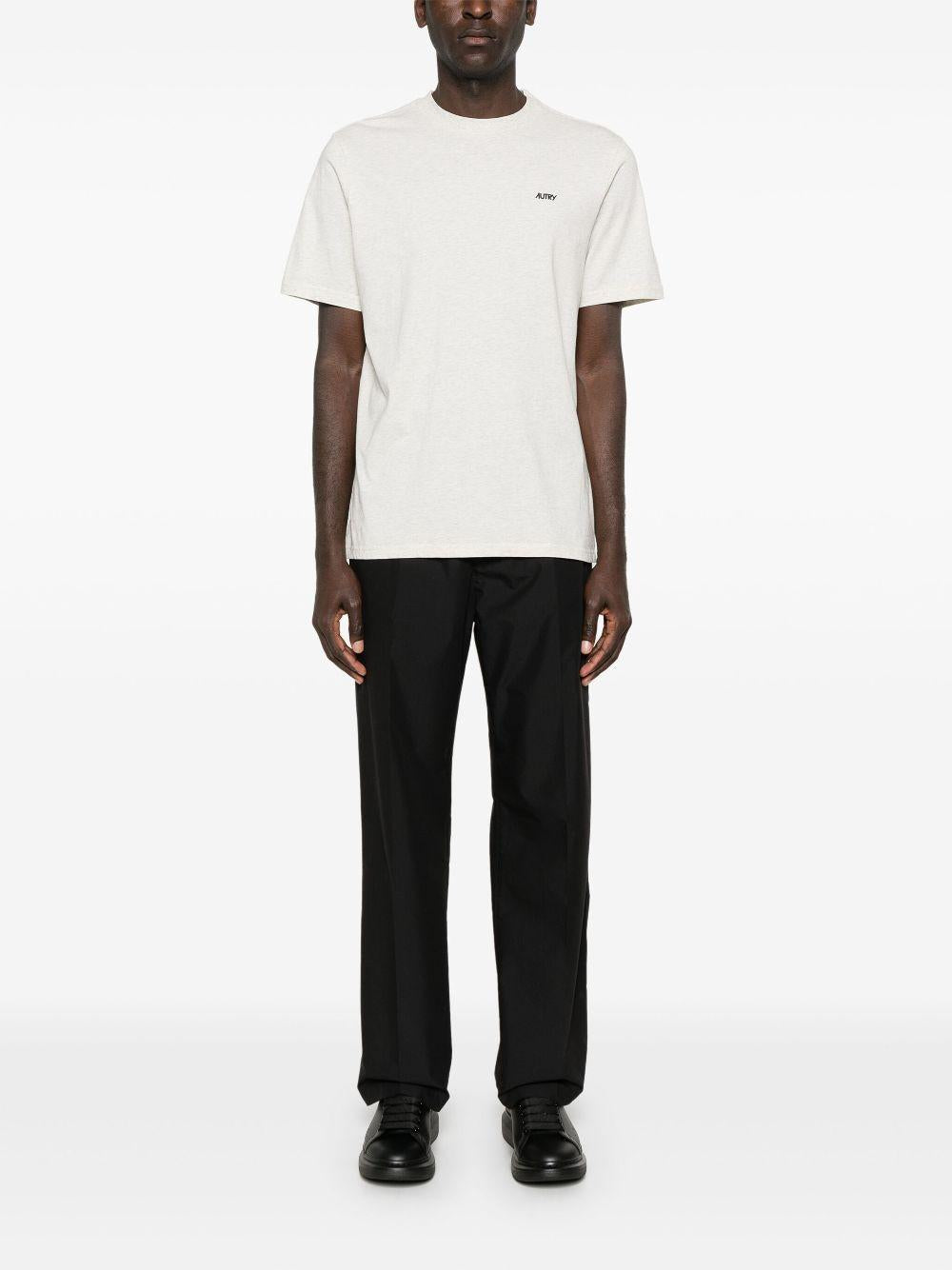 AUTRY T-shirt in cotone grigio con stampa logo nero