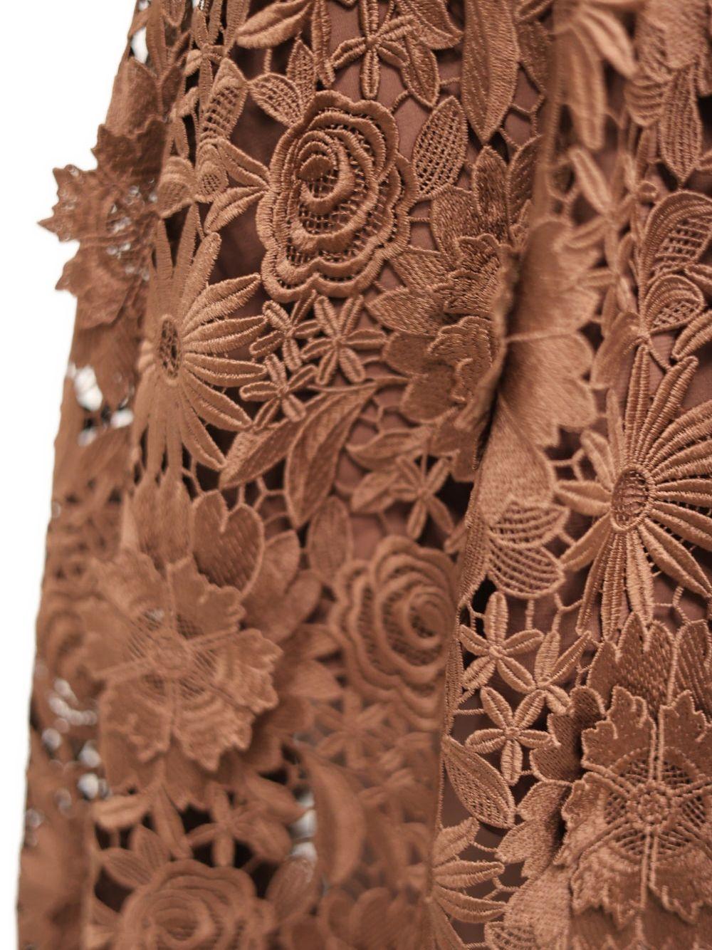 ROTATE Gonna midi marrone con pizzo floreale