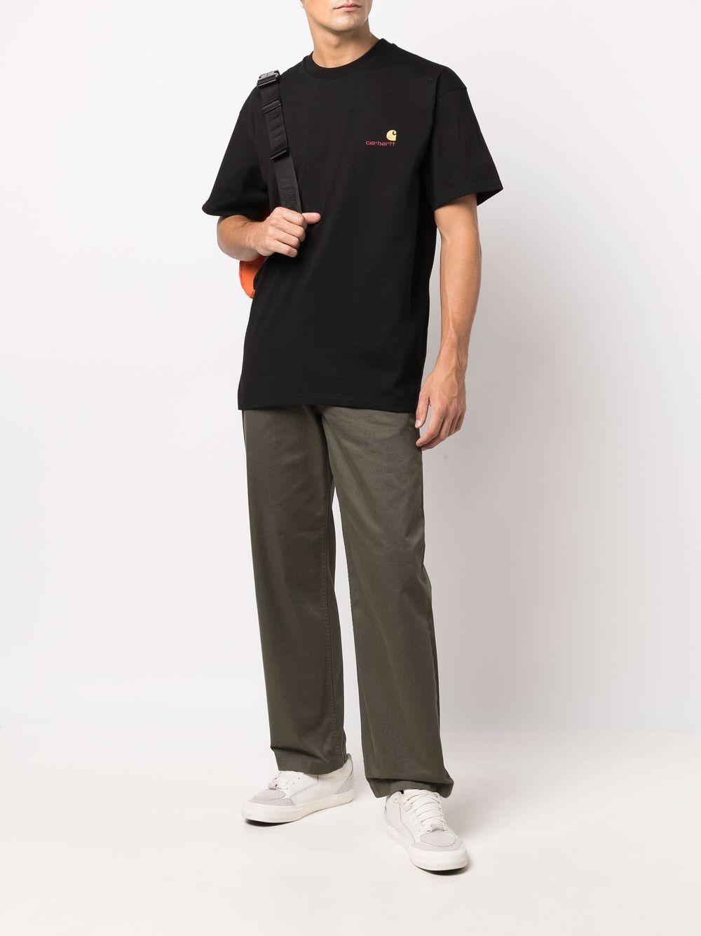 CARHARTT WIP T-shirt in cotone nero con logo oro ricamato