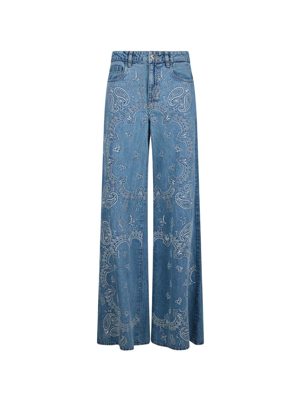 LIUJO Jeans blu a gamba larga con motivo Jacquard
