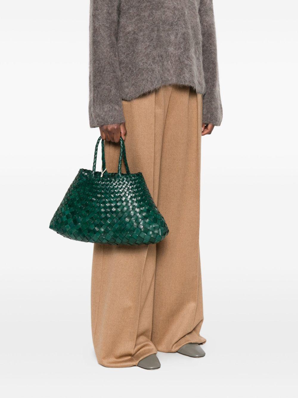 DRAGON DIFFUSION Borsa a mano 'Santa Croce' in pelle intrecciata verde