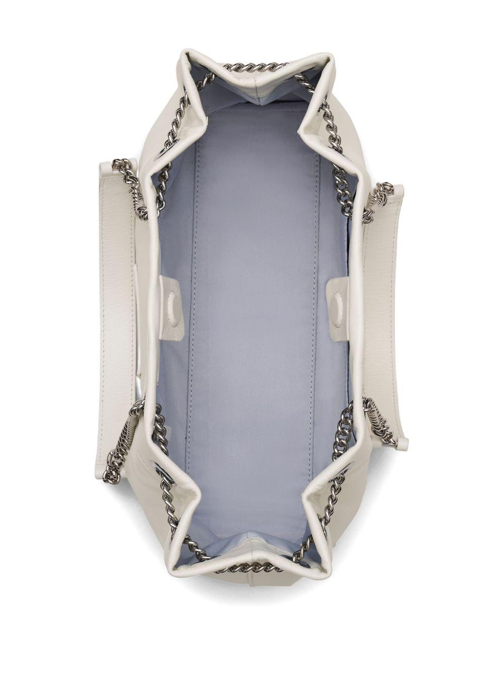 MARC JACOBS Borsa 'The Leather Chain Sack Bag' in pelle bianca