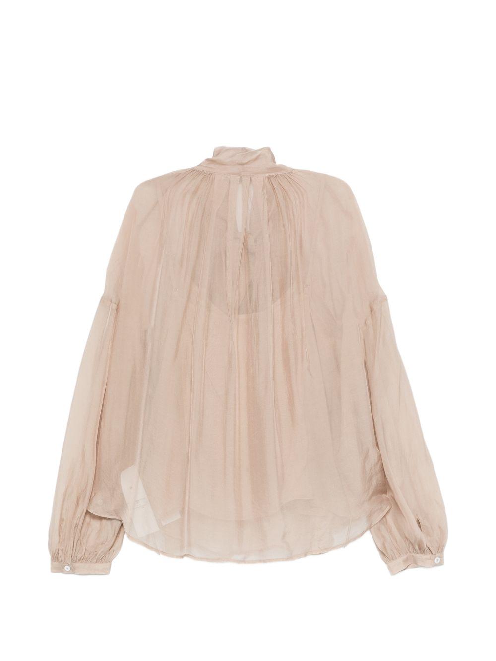 SEVENTY Blusa beige semitrasparente con fiocco