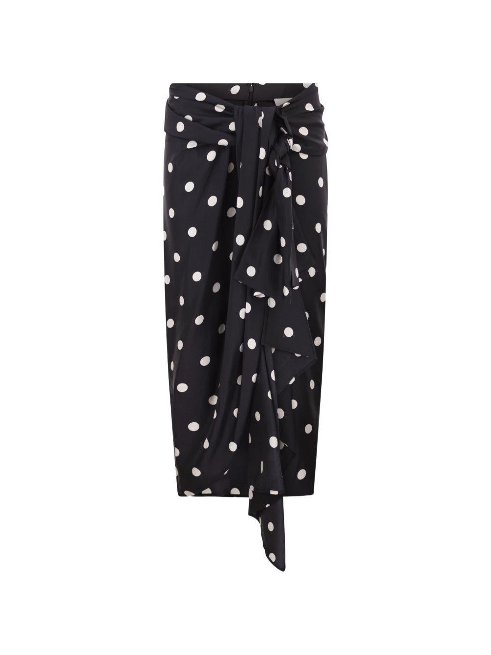 SPORTMAX Gonna midi nera a pois