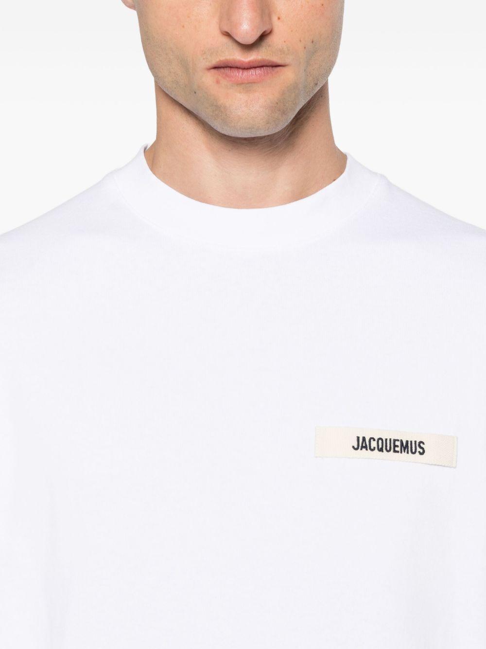 JACQUEMUS T-shirt Gros Grain bianca a maniche lunghe