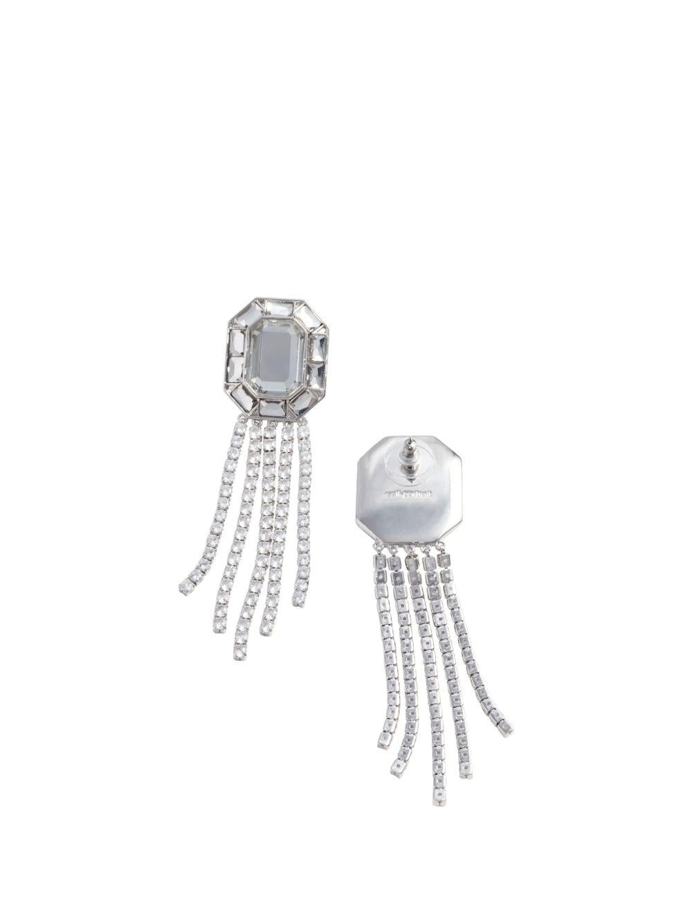 SELF PORTRAIT Orecchini argento a lobo con strass pendenti