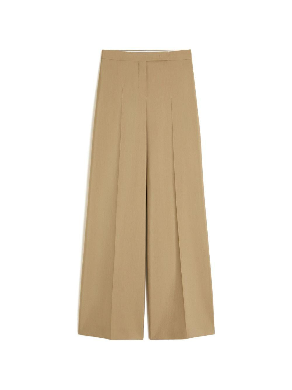 MAX MARA Pantaloni Bronte in lana e seta beige svasati