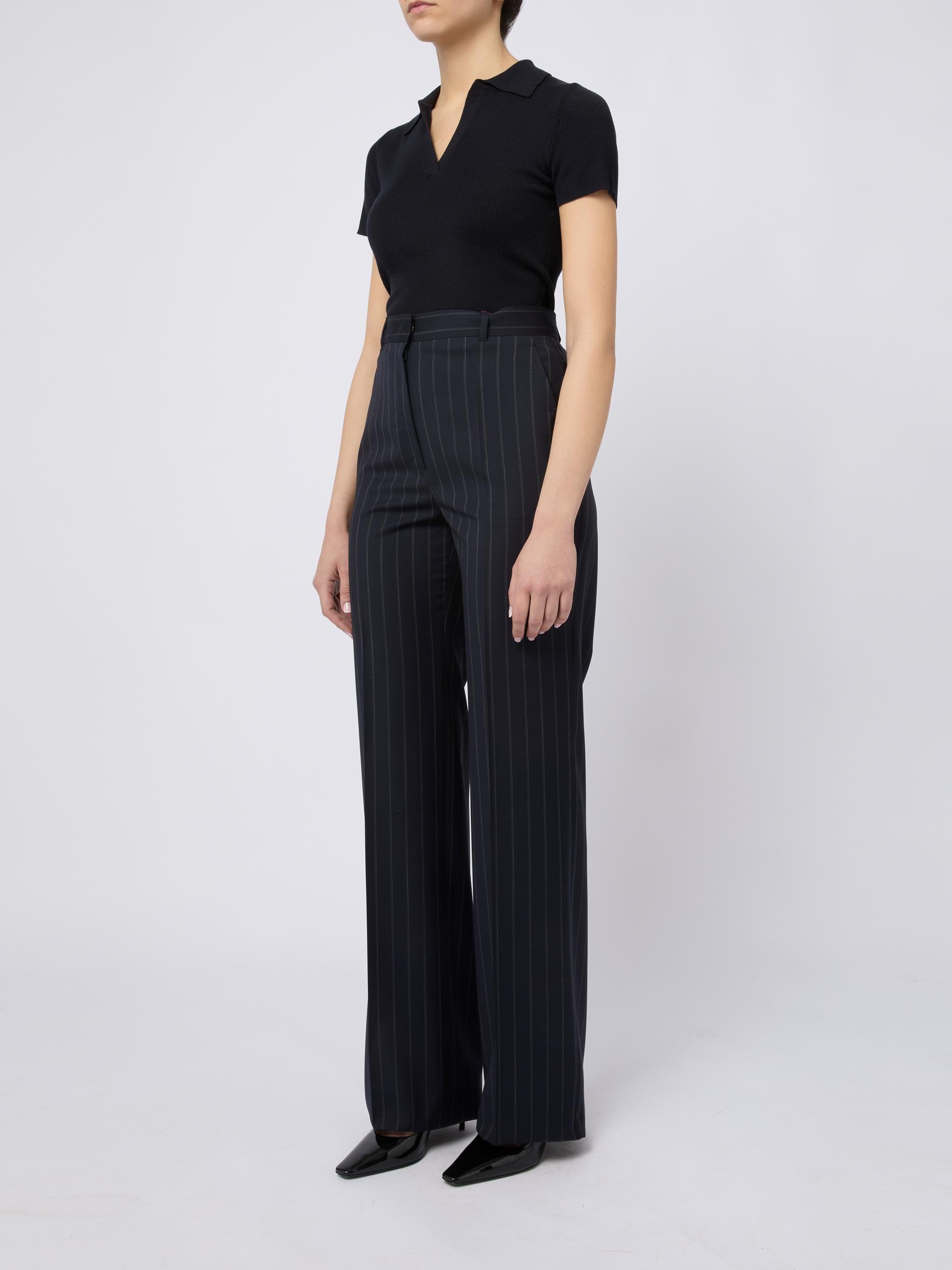 MAX MARA STUDIO Pantaloni Enfasi gessati blu
