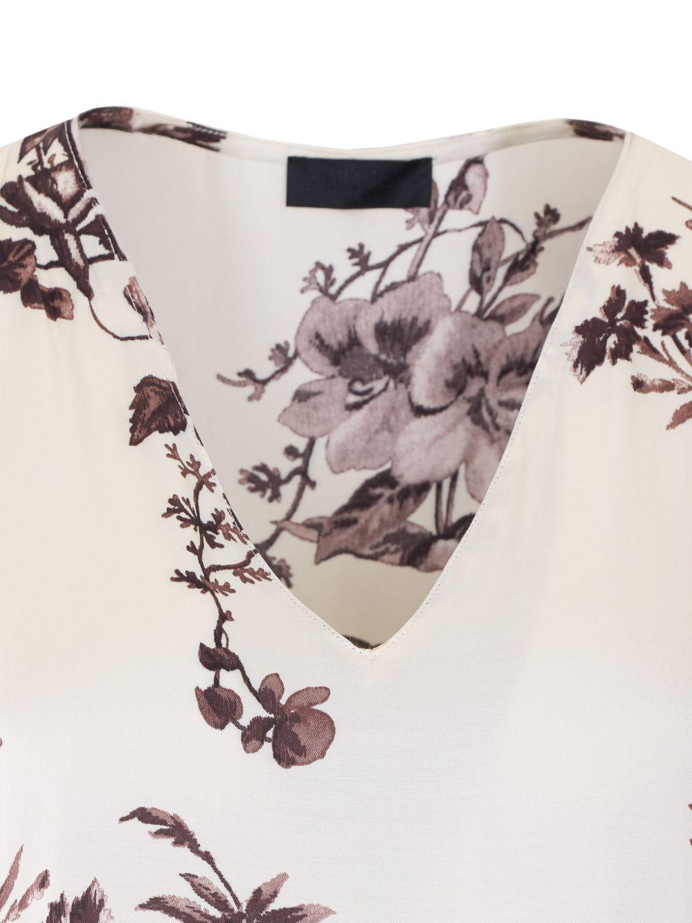 LIUJO Blusa a maniche corte con stampa floreale marrone