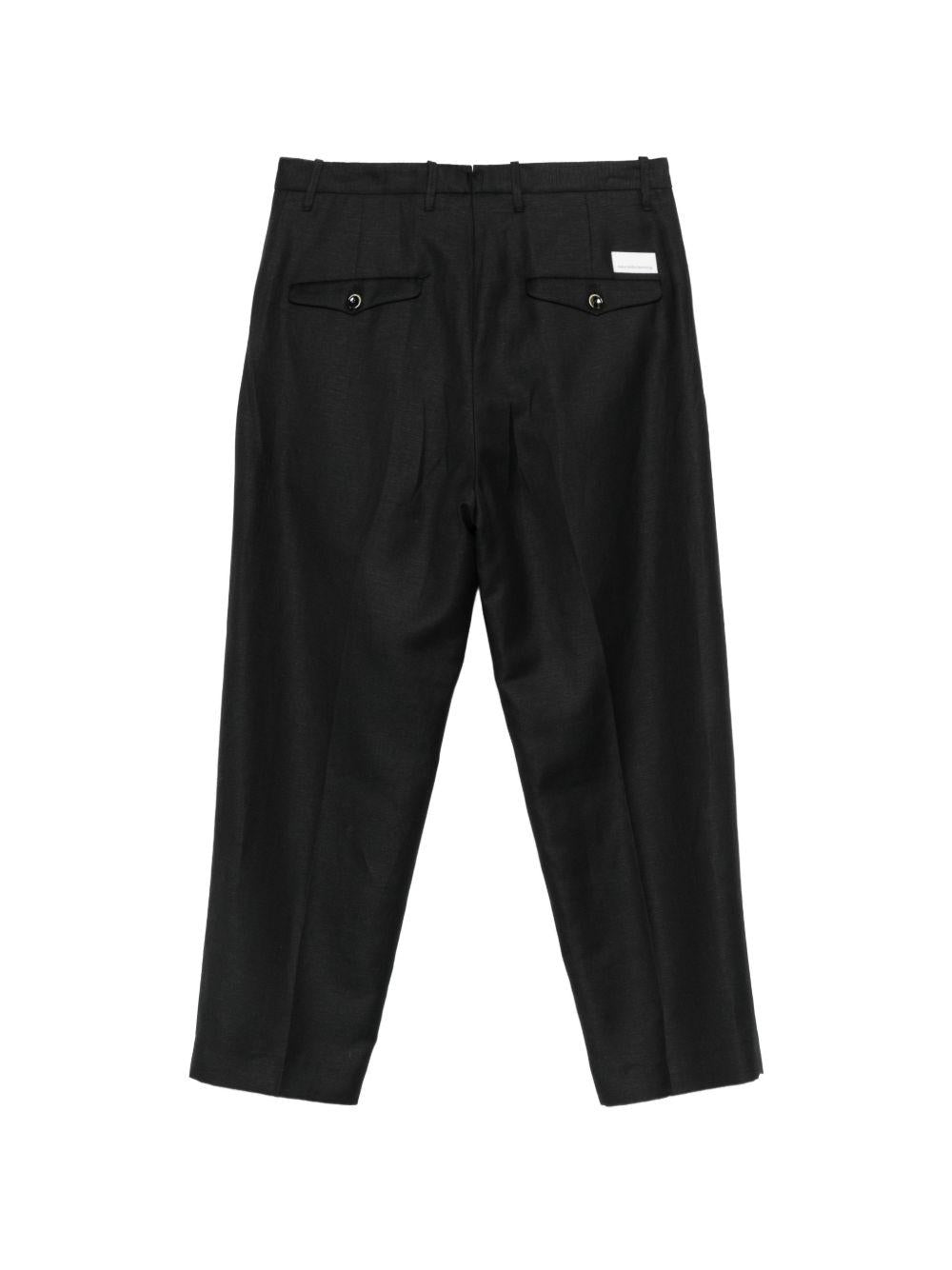 NINE IN THE MORNING Pantaloni Kay in lana misto lino neri