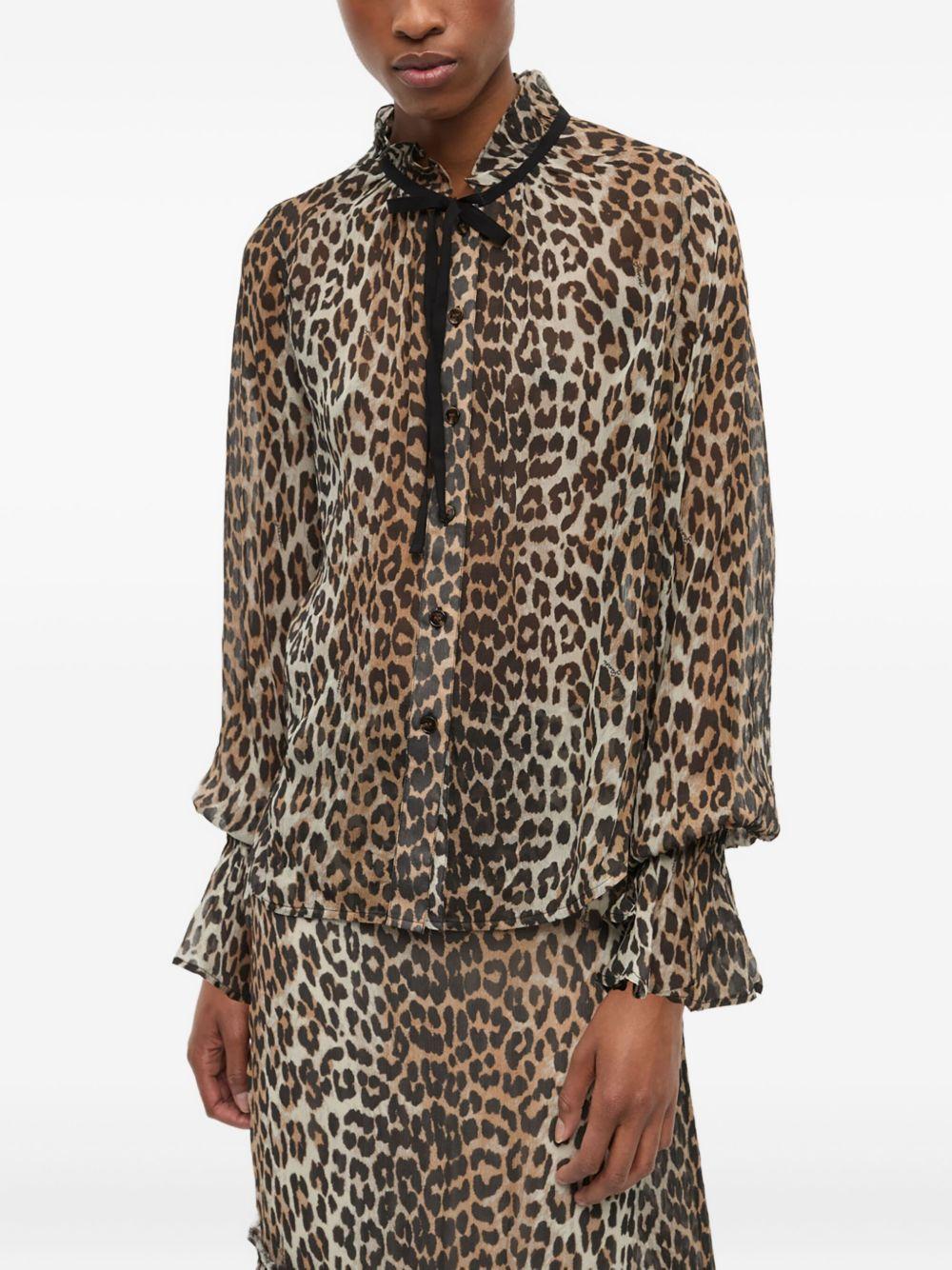 GANNI Blusa con stampa leopardata