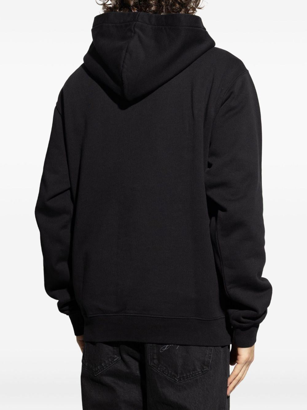 JACQUEMUS Felpa con cappuccio nera in cotone con logo Jacquemus