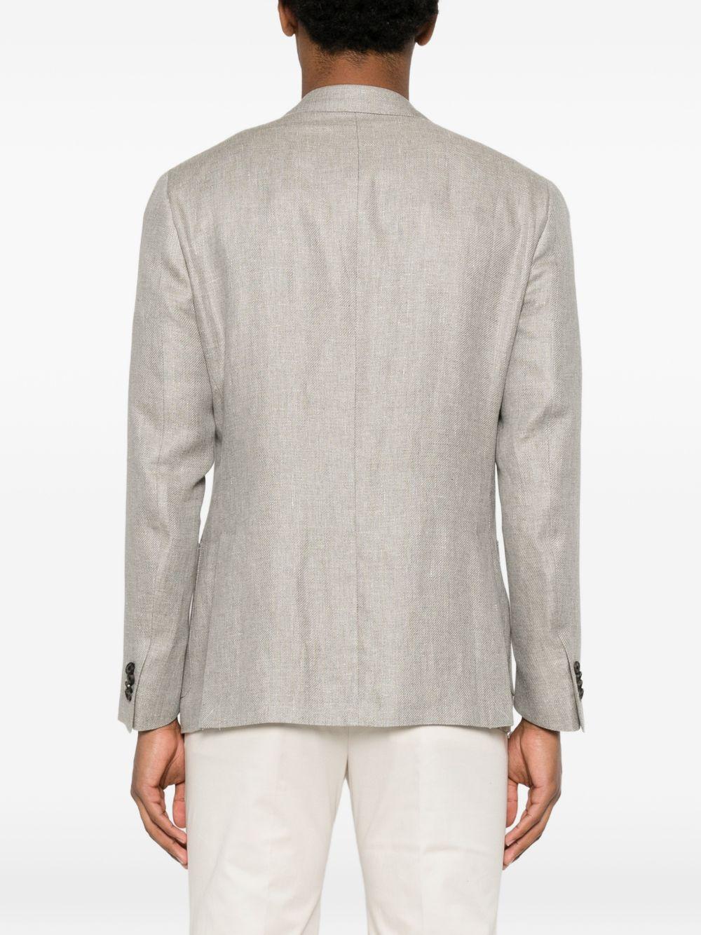 CORNELIANI Giacca monopetto in lino grigio