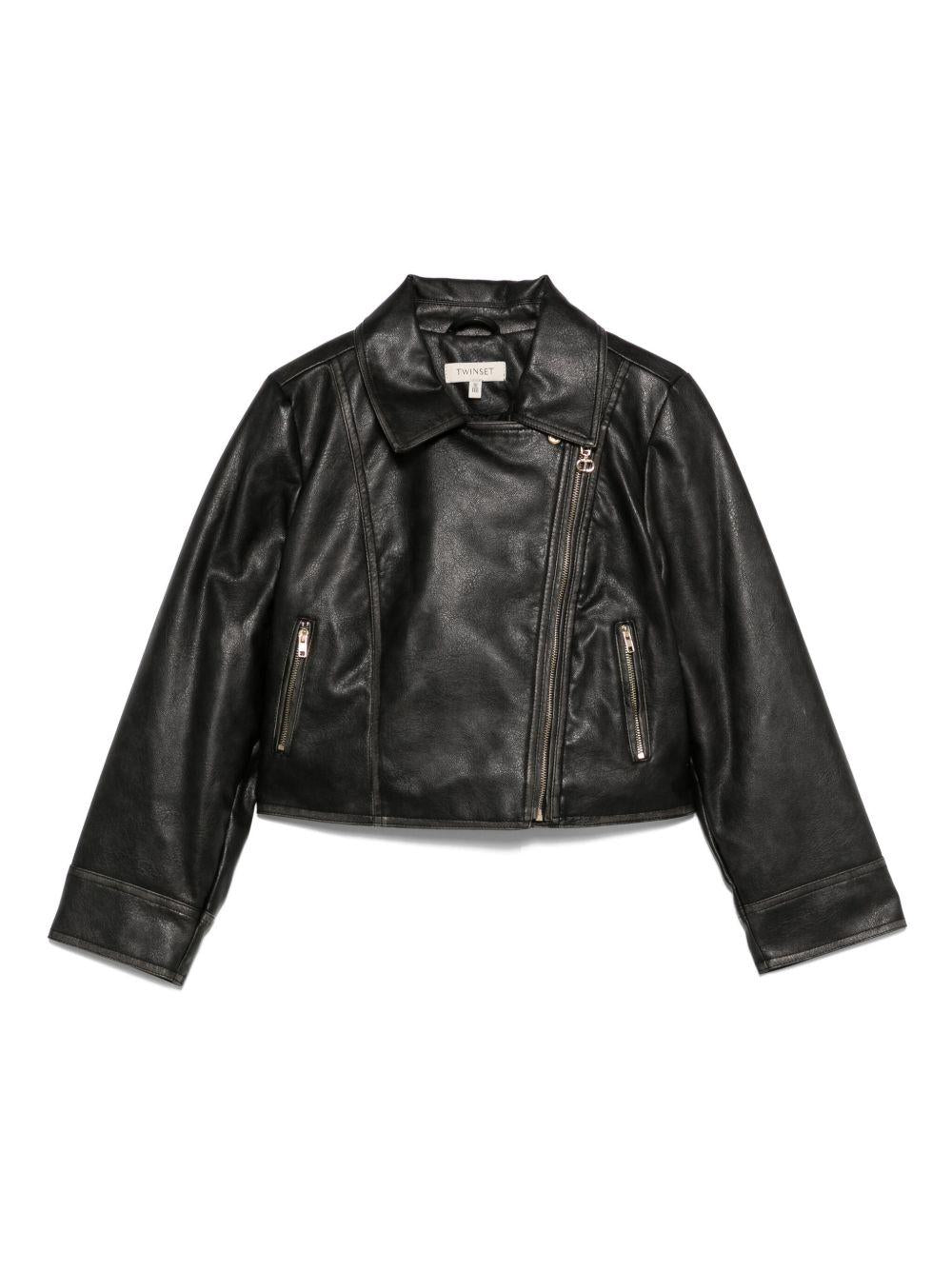 TWINSET Giacca in ecopelle nera