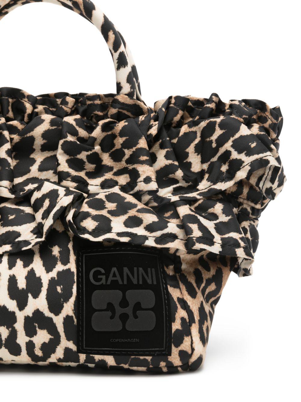 GANNI Borsa a mano con stampa leopardata