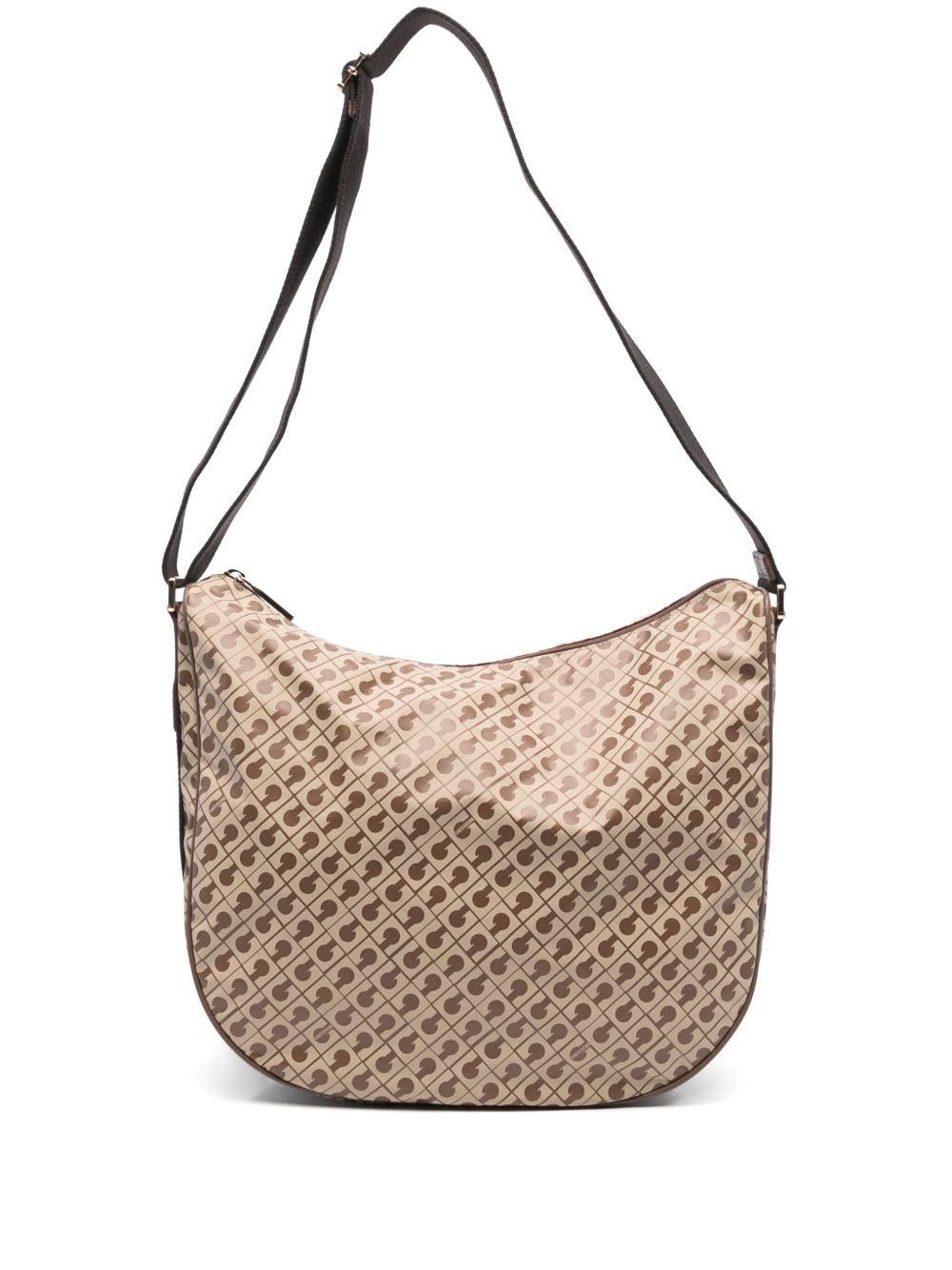 GHERARDINI Borsa shopping Softy Tabacco con logo all-over marrone
