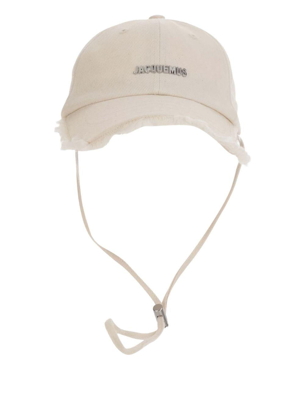 JACQUEMUS Cappello Artichaut in cotone bianco e laccio