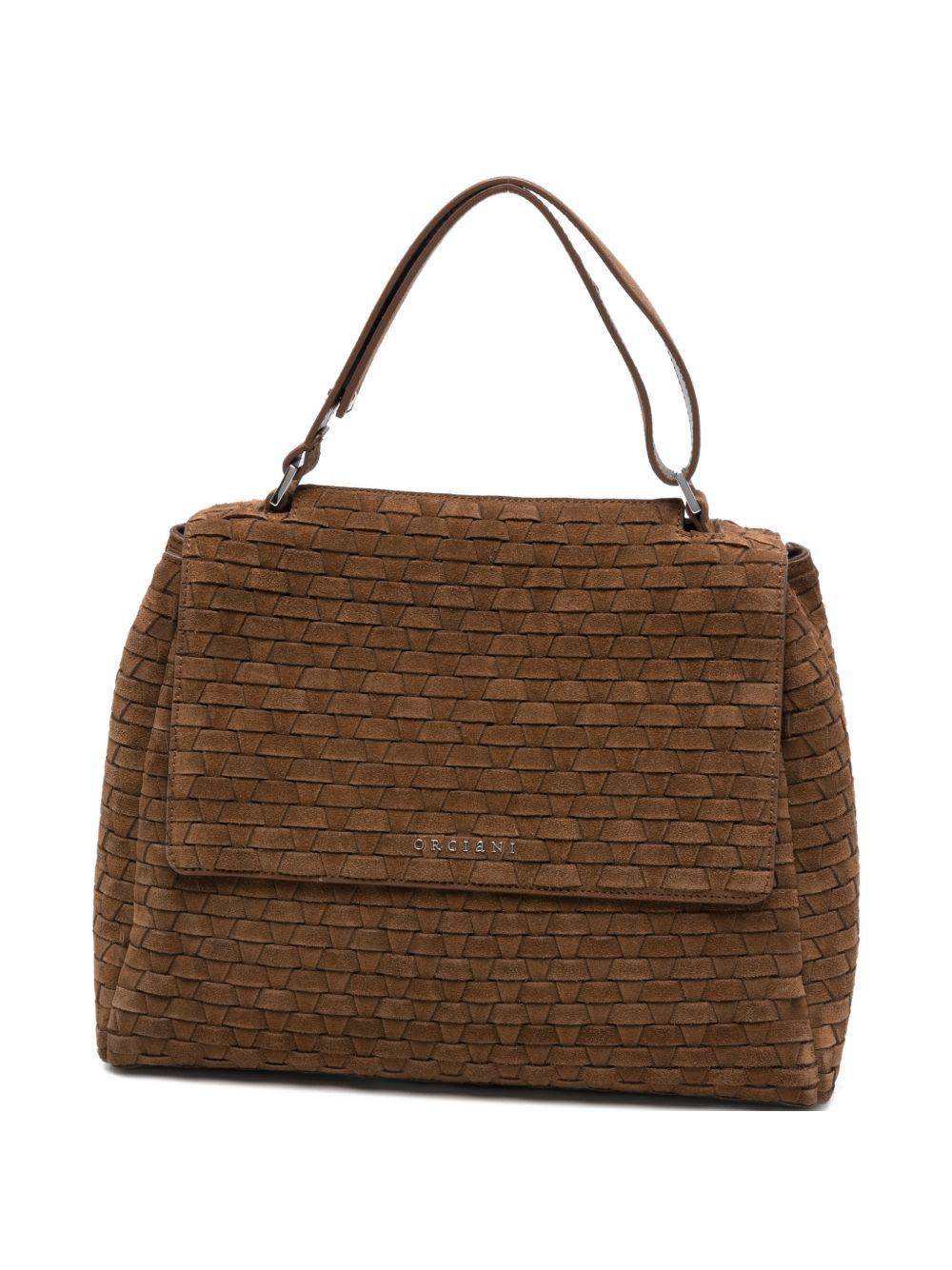 ORCIANI Borsa a spalla in suede Peach Woven Coa