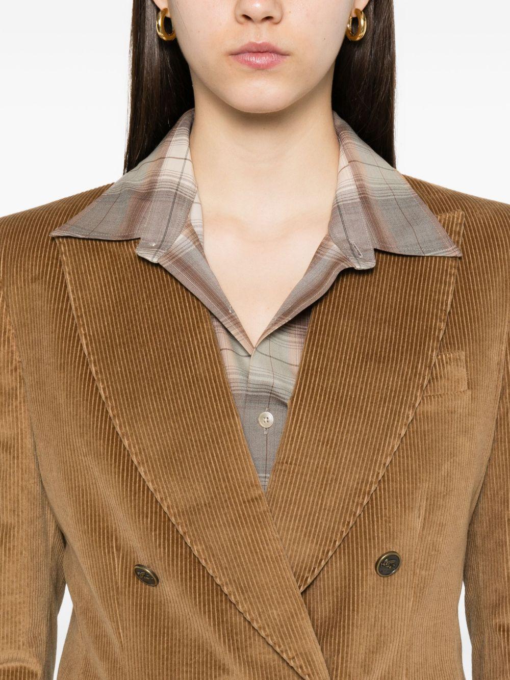 ETRO Blazer doppipetto a coste color cammello