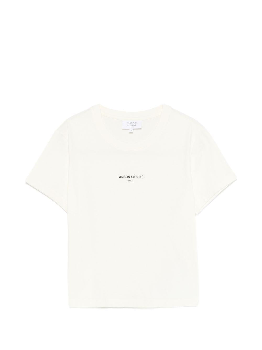 MAISON KITSUNE T-shirt con logo ricamato bianca