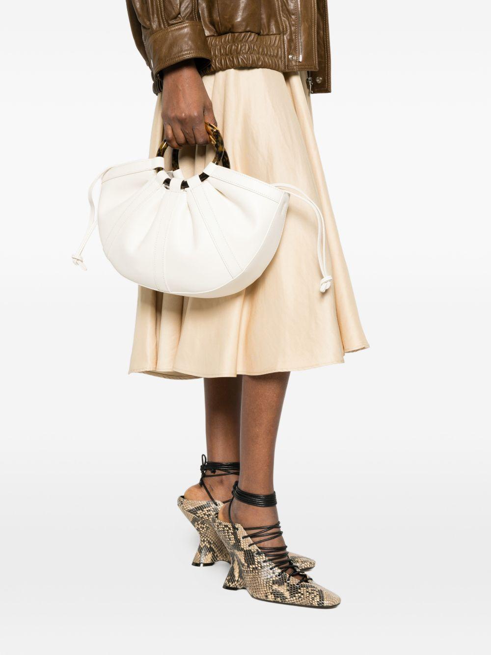 COCCINELLE Borsa a mano in pelle bianca con manico circolare