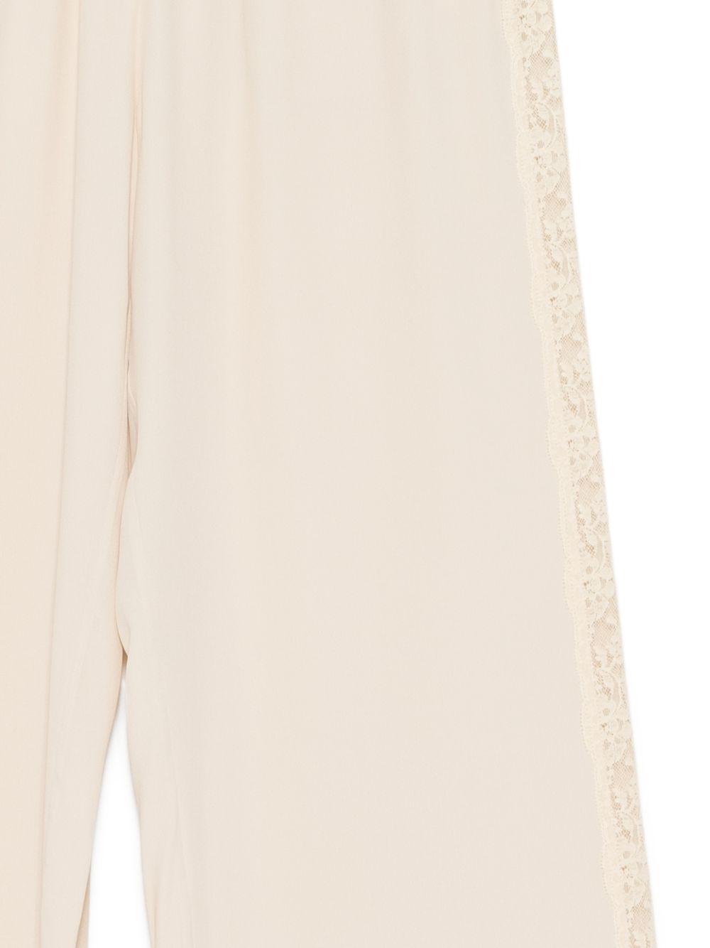 SEMICOUTURE Pantaloni Elle con ricami beige chiaro