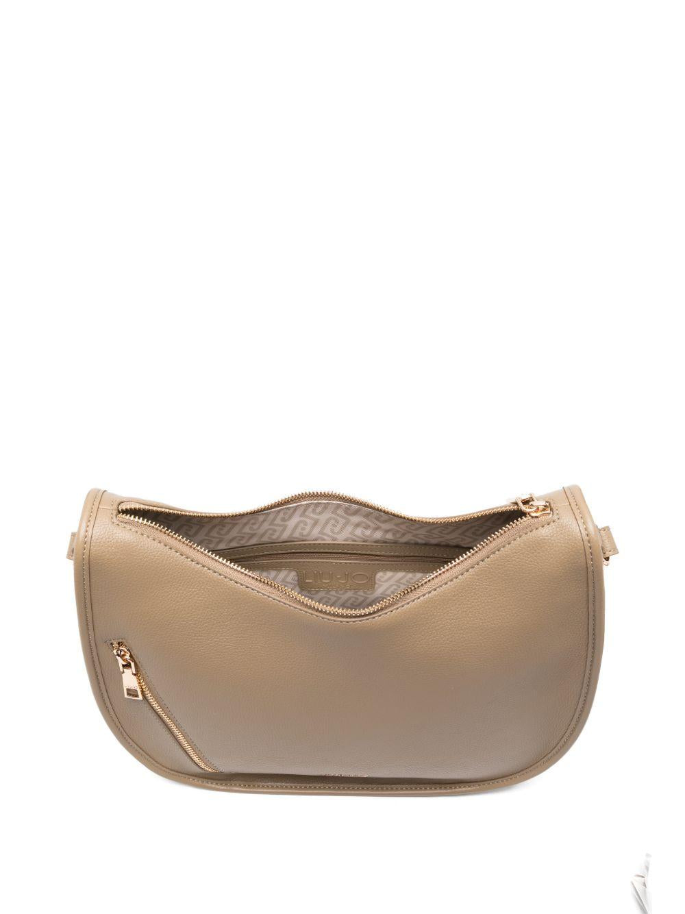 LIUJO Borsa a tracolla beige in ecopelle con tasca laterale