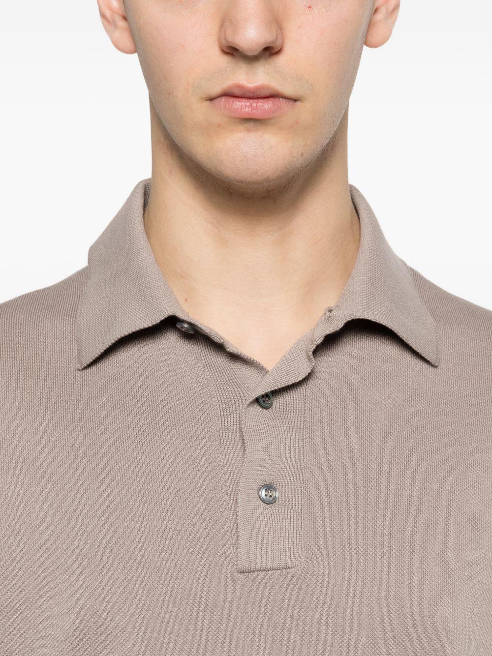 LARDINI Polo in cotone beige maniche corte con colletto a polo