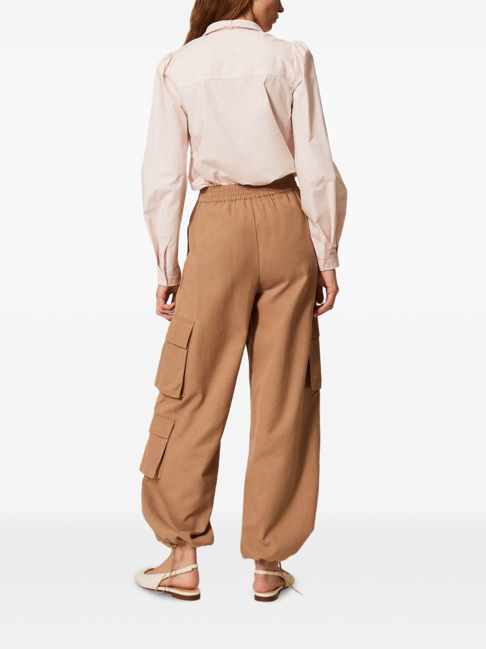 TWINSET Pantaloni cargo morbili color cammello con tasche laterali