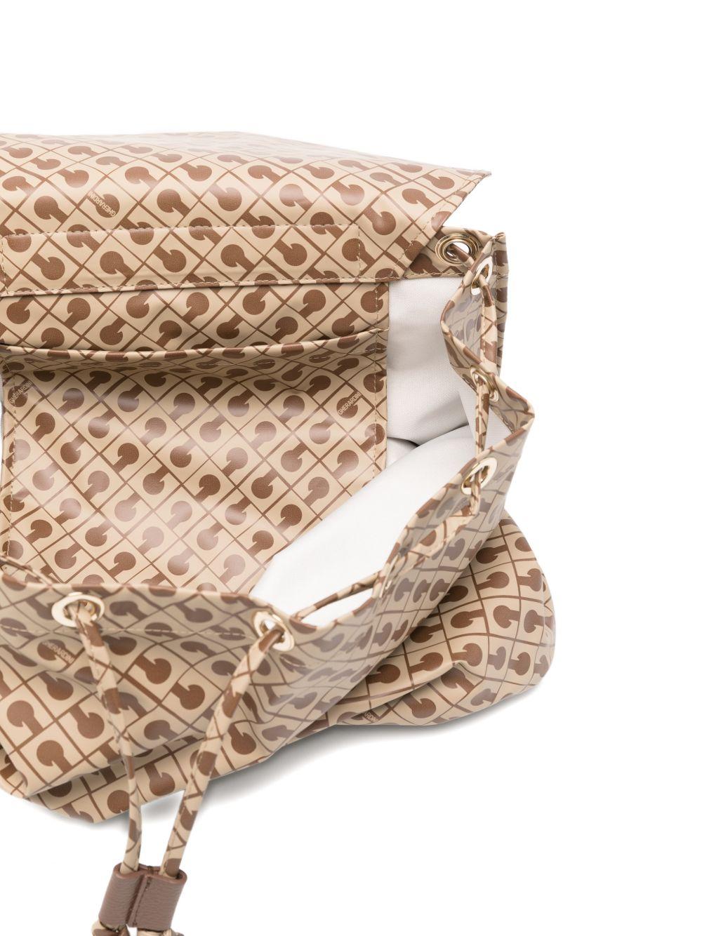 GHERARDINI Zaino Softy Tabacco con logo all-over marrone chiaro