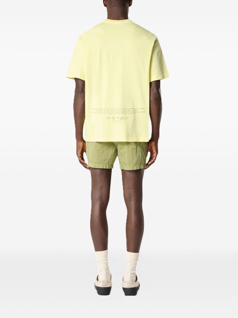 STONE ISLAND T-shirt in cotone giallo con bussola
