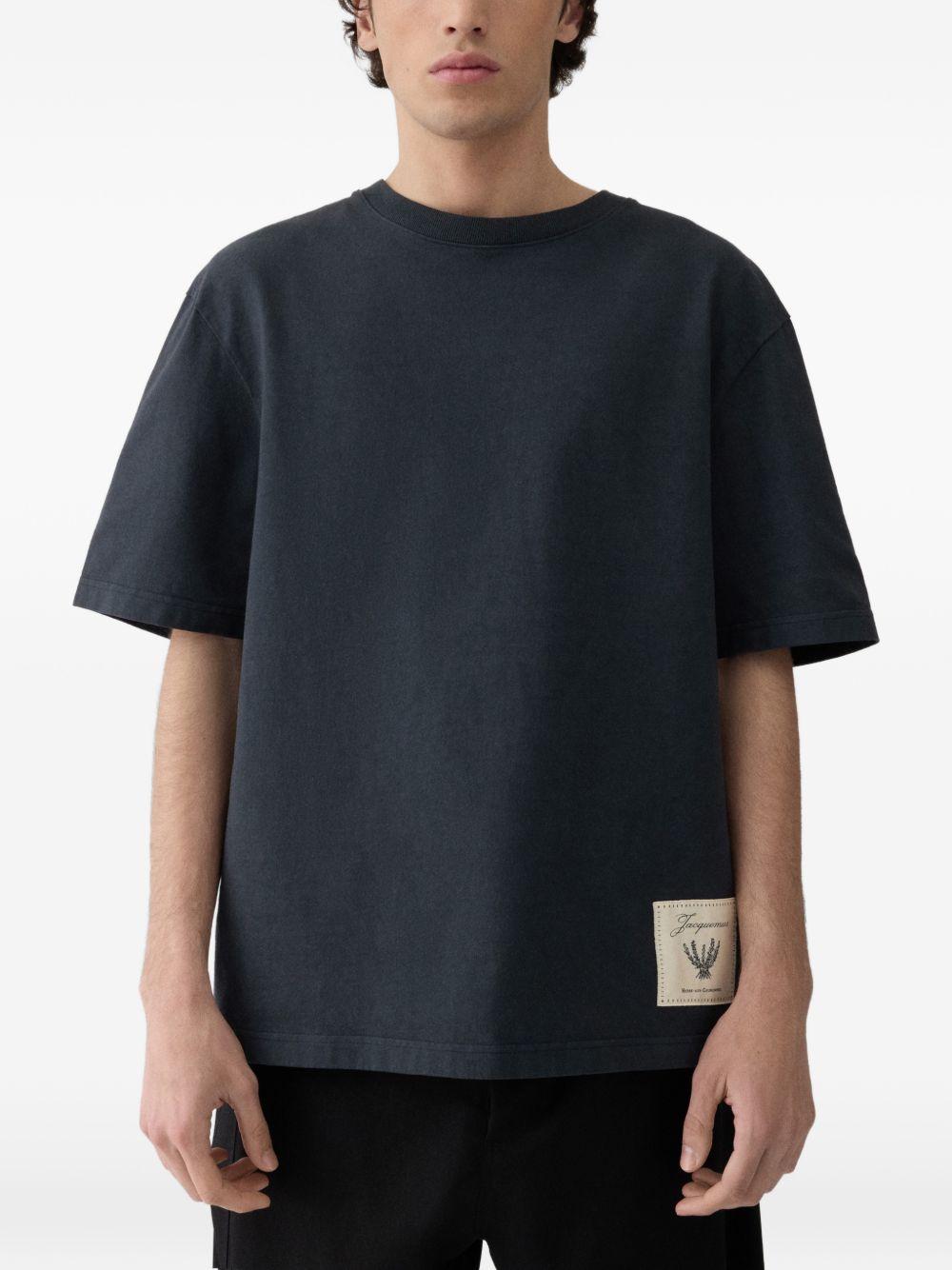 JACQUEMUS T-shirt Torneo blu in cotone con etichetta