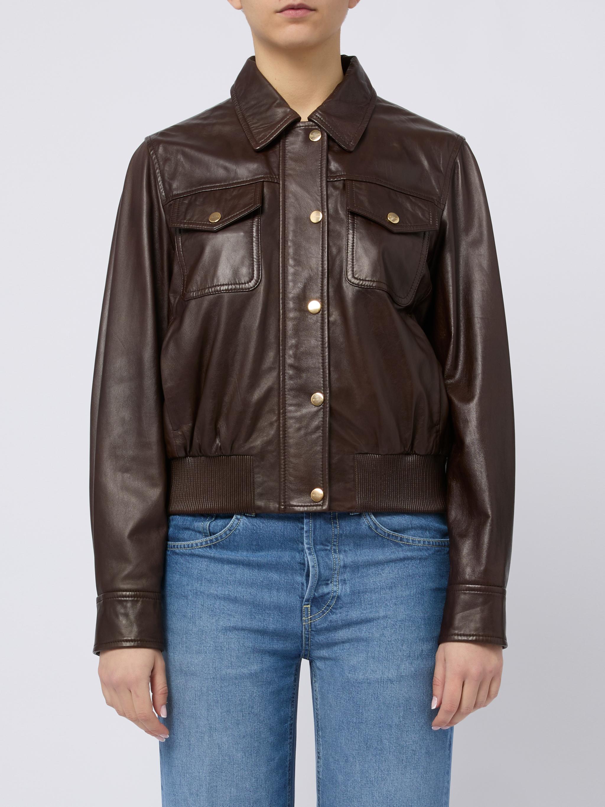 MAX MARA STUDIO Giacca di pelle Biada marrone