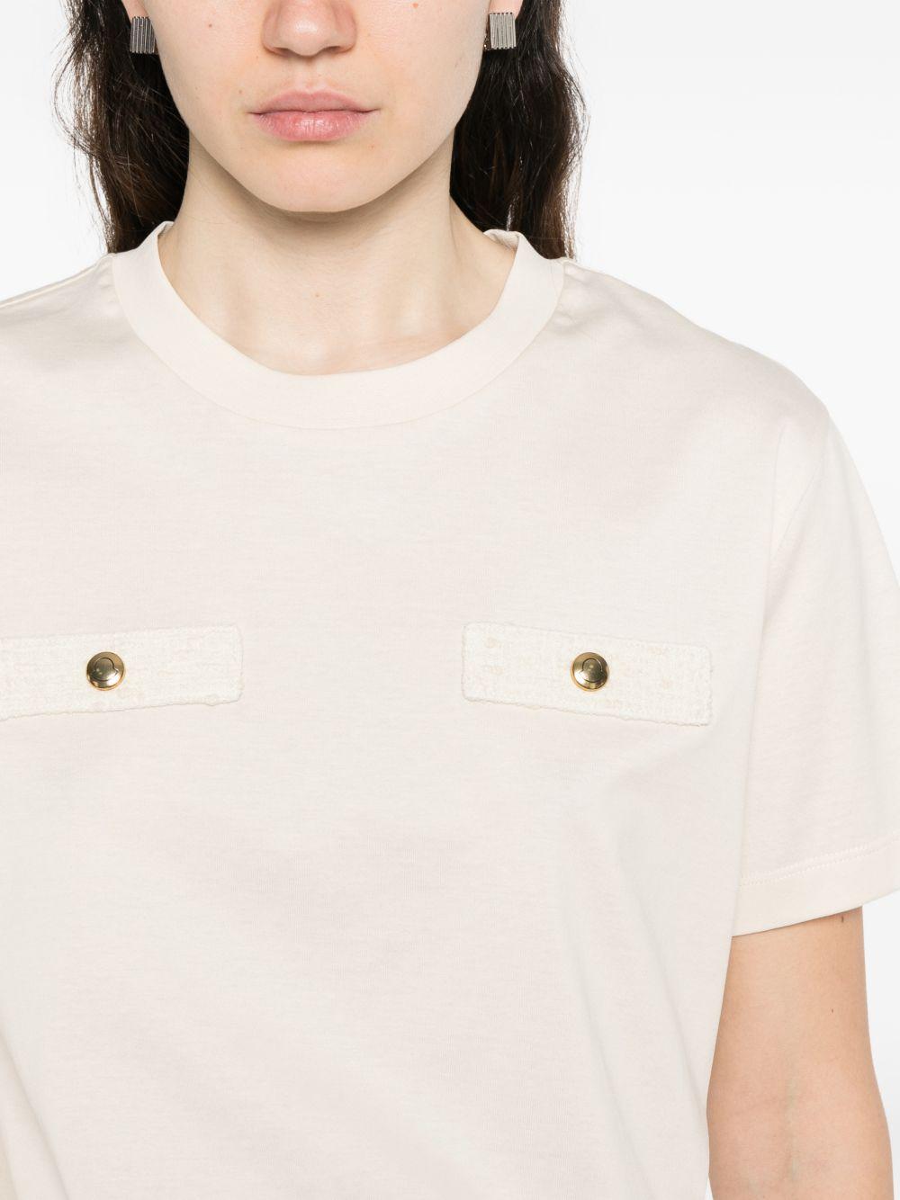 MONCLER T-shirt beige a maniche corte