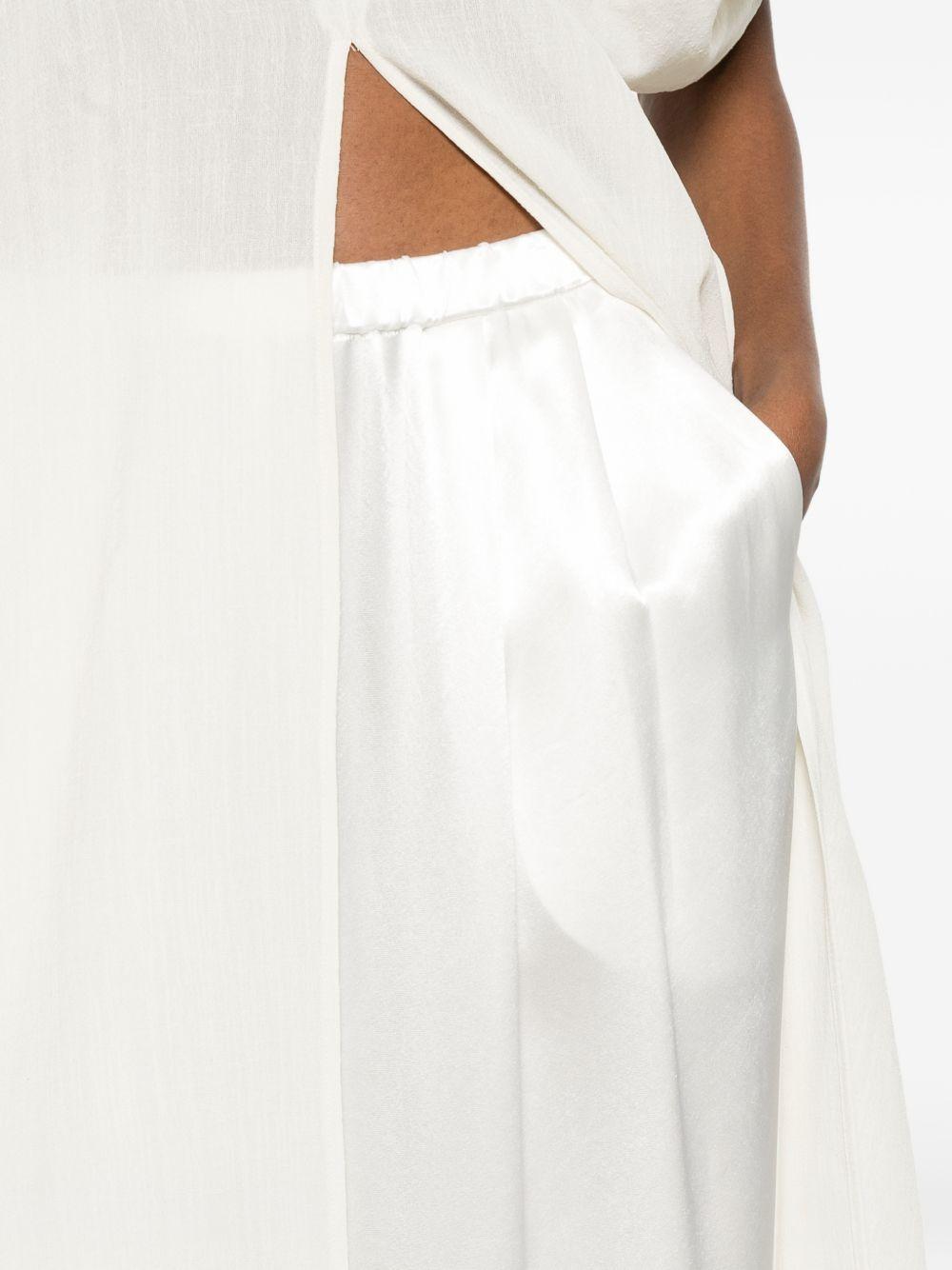 ELEH Pantaloni lunghi morbidi bianchi in tessuto lucido