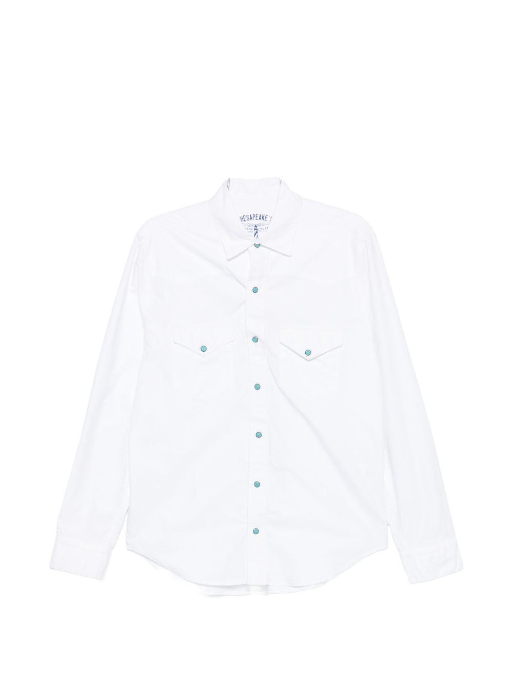 CHESAPEAKES Camicia bianca con tasche e bottoni celesti