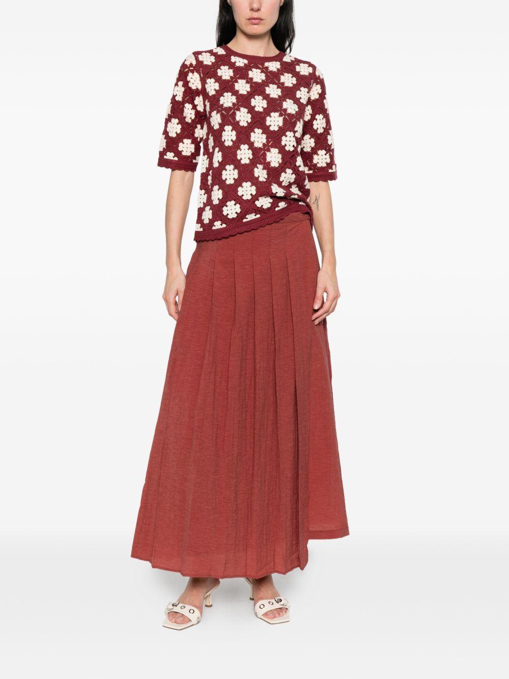 YERSE Maglia a maniche corte in crochet con motivo bianco