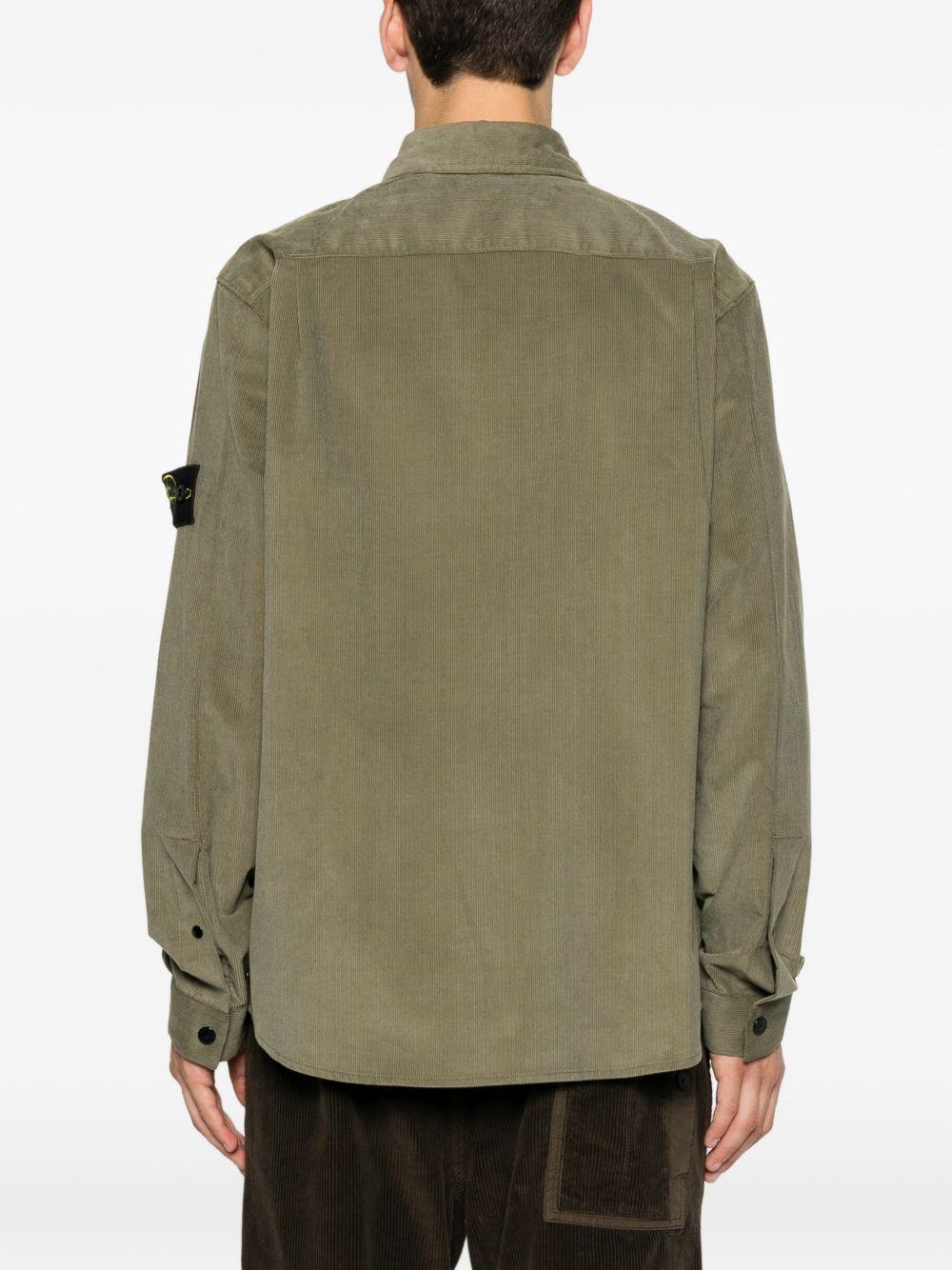 STONE ISLAND Camicia in velluto a coste verde con logo