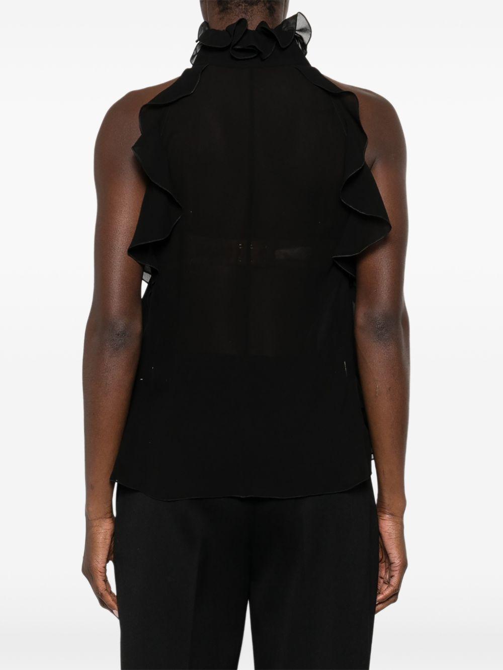 ALEXANDER McQUEEN Top in seta nera con scollo halter