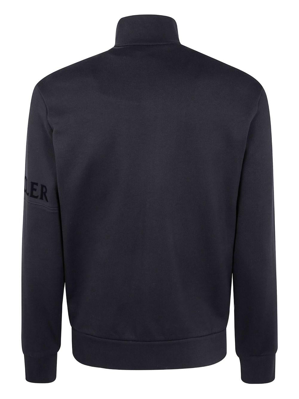 MONCLER Felpa nera in cotone con chiusura a zip