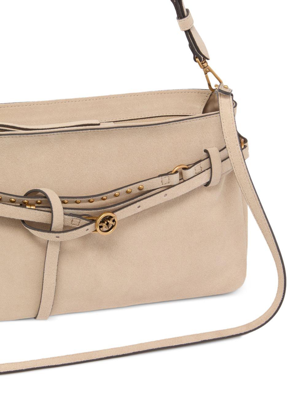 PINKO Borsa Belt a spalla in pelle beige