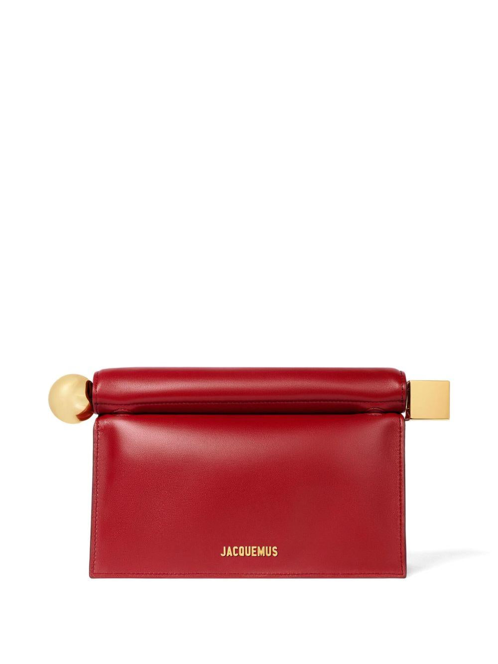 JACQUEMUS Pochette Ronde Carré in pelle rossa