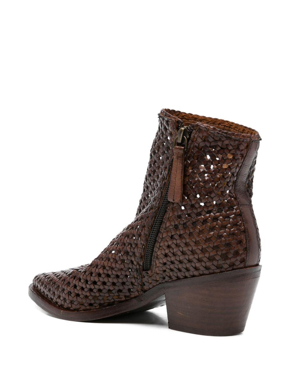 ZOLFO Stivaletti Melody in pelle intrecciata marsala