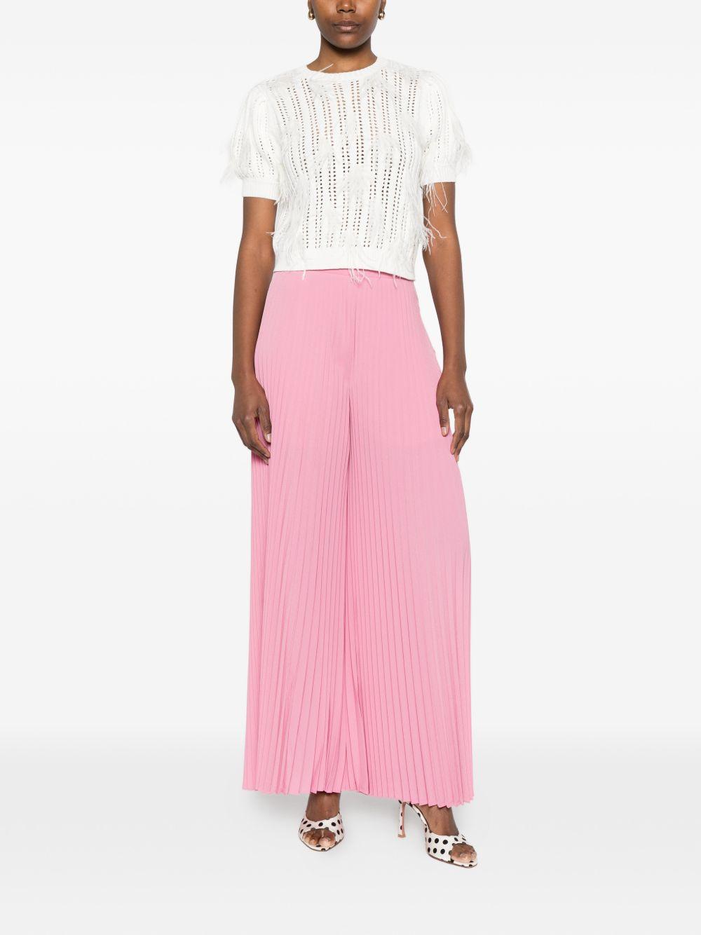 TWINSET Maglia traforata bianca con dettagli in piume