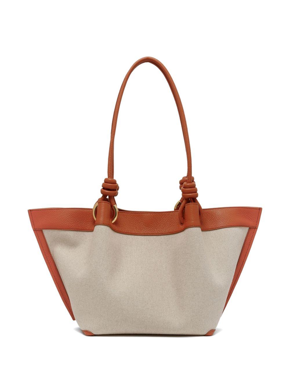 COCCINELLE Borsa a spalla in lino ed ecopelle