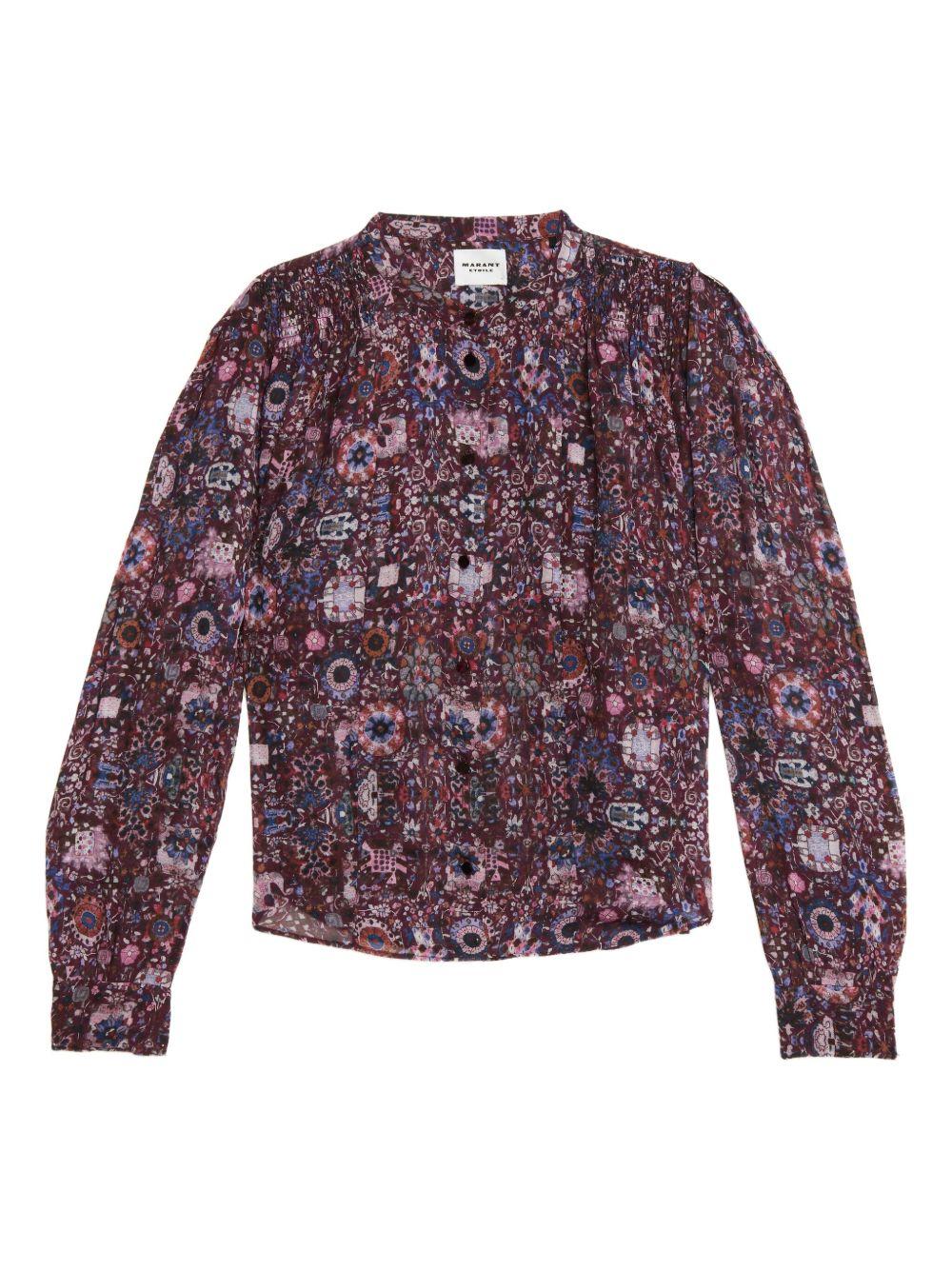 MARANT ETOILE Blusa 'Noeline' con fantasia astratta color prugna